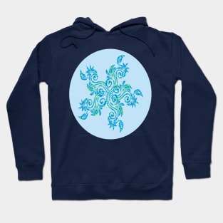 Blue Floral Decoration Abstract Silhouette Art Hoodie